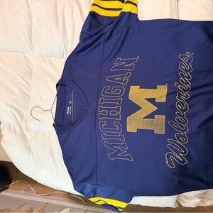 Hollister Michigan Wolverines Blue and Yellow Jersey Shirt